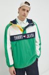Куртка Tommy Jeans чоловіча колір зелений перехідна oversize Куртка Tommy Jeans чоловіча колір зелений перехідна oversize