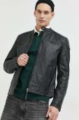 Шкіряна куртка Superdry чоловіча колір чорний перехідна