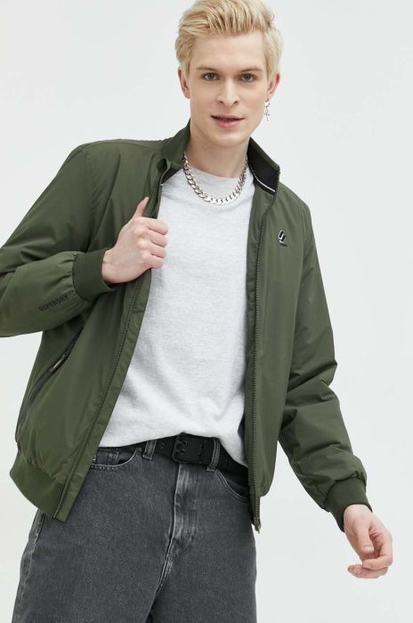 Куртка-бомбер Superdry чоловічий колір зелений перехідна Куртка-бомбер Superdry чоловічий колір зелений перехідна
