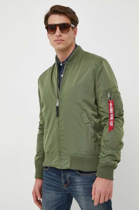 Куртка-бомбер Alpha Industries чоловічий колір зелений перехідна 191103.01-SageGreen Куртка-бомбер Alpha Industries чоловічий колір зелений перехідна 191103.01-SageGreen