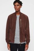 Шкіряна куртка AllSaints чоловіча колір коричневий перехідна