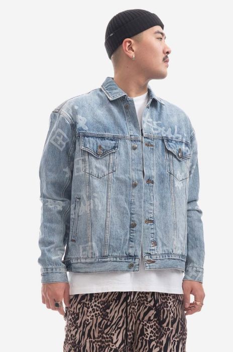 Джинсова куртка KSUBI перехідна oversize MPS23JK005-DENIM колір блакитний Джинсова куртка KSUBI перехідна oversize MPS23JK005-DENIM колір блакитний