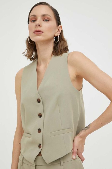 Безрукавка Samsoe Samsoe колір бежевий однобортний Безрукавка Samsoe Samsoe колір бежевий однобортний