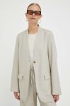 Льняний жакет Lovechild колір бежевий однобортний однотонна Льняний жакет Lovechild колір бежевий однобортний однотонна