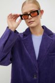 Вельветовий піджак Lovechild колір фіолетовий однобортний однотонна