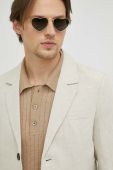 Льняний жакет Bruuns Bazaar Lino Karlo blazer колір бежевий Льняний жакет Bruuns Bazaar Lino Karlo blazer колір бежевий