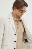 Льняний жакет Bruuns Bazaar Lino Karlo blazer колір бежевий Льняний жакет Bruuns Bazaar Lino Karlo blazer колір бежевий