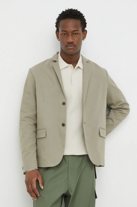 Бавовняний піджак Samsoe Samsoe Nork колір бежевий Бавовняний піджак Samsoe Samsoe Nork колір бежевий