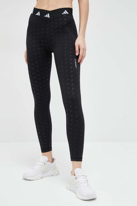 Легінси для тренувань adidas Performance Brand Love колір чорний візерунок Легінси для тренувань adidas Performance Brand Love колір чорний візерунок