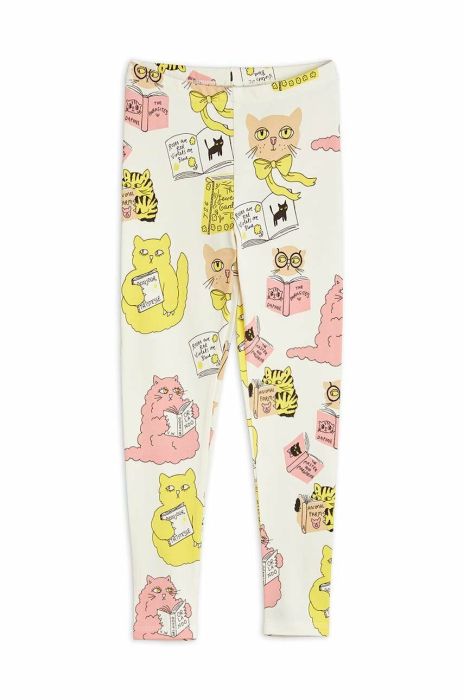 Дитячі бавовняні легінси Mini Rodini колір білий візерунок Дитячі бавовняні легінси Mini Rodini колір білий візерунок