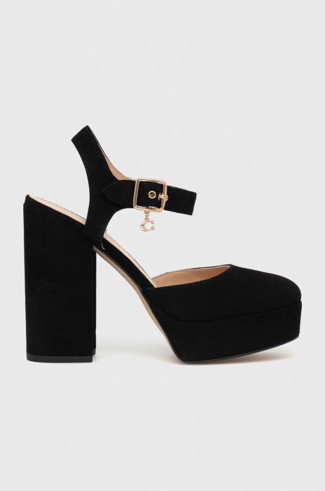 Замшеві туфлі Coach Ce296 Isabella Suede Isabella колір чорний каблук блок відкрита п'ята CE296