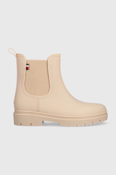 Гумові чоботи Tommy Hilfiger Fw0fw06897 Matt Ankle Rainboot With Elastic жіночі колір бежевий