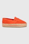 Замшеві еспадрилі Tommy Hilfiger TH SUEDE FLATFORM ESPADRILLE колір помаранчевий на платформі FW0FW07069