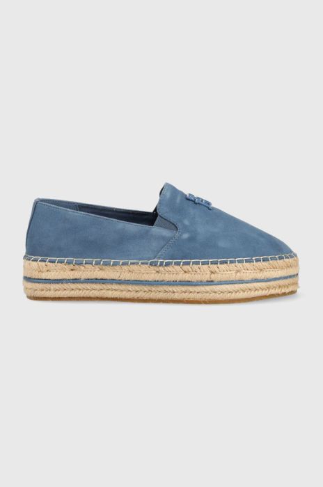 Замшеві еспадрилі Tommy Hilfiger TH SUEDE FLATFORM ESPADRILLE на платформі FW0FW07069 колір блакитний Замшеві еспадрилі Tommy Hilfiger TH SUEDE FLATFORM ESPADRILLE на платформі FW0FW07069 колір блакитний