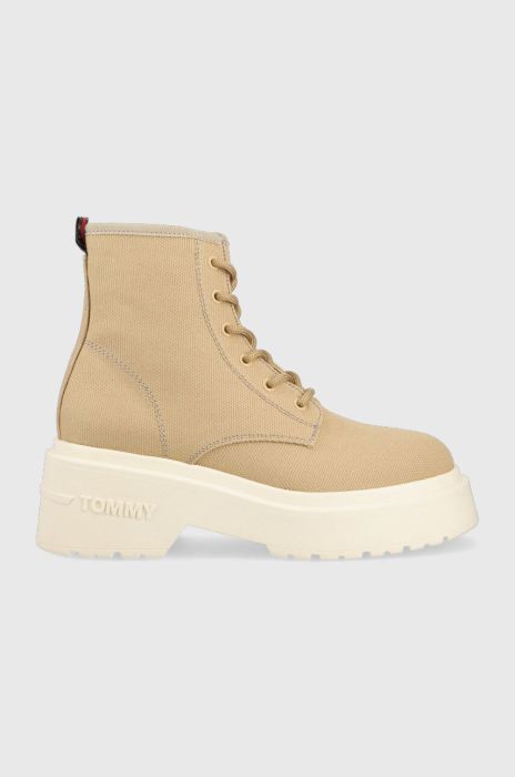 Кеди Tommy Jeans LACE UP FESTIV BOOTS жіночі колір бежевий  EN0EN02133 Кеди Tommy Jeans LACE UP FESTIV BOOTS жіночі колір бежевий  EN0EN02133