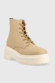 Кеди Tommy Jeans LACE UP FESTIV BOOTS жіночі колір бежевий  EN0EN02133 Кеди Tommy Jeans LACE UP FESTIV BOOTS жіночі колір бежевий  EN0EN02133
