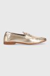 Шкіряні мокасини Tommy Hilfiger TH LOAFER GOLDEN жіночі колір золотий на плоскому ходу FW0FW06992 Шкіряні мокасини Tommy Hilfiger TH LOAFER GOLDEN жіночі колір золотий на плоскому ходу FW0FW06992