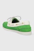 Замшеві мокасини Tommy Hilfiger TH BOAT SHOE жіночі колір зелений на плоскому ходу FW0FW07066 Замшеві мокасини Tommy Hilfiger TH BOAT SHOE жіночі колір зелений на плоскому ходу FW0FW07066