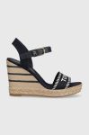 Сандалі Tommy Hilfiger SEASONAL WEBBING WEDGE жіночі колір синій на платформі FW0FW07088 Сандалі Tommy Hilfiger SEASONAL WEBBING WEDGE жіночі колір синій на платформі FW0FW07088