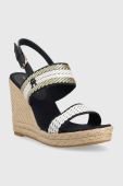 Сандалі Tommy Hilfiger GOLDEN WEBBING WEDGE жіночі колір синій на танкетці FW0FW07089