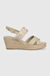 Сандалі Tommy Hilfiger SEASONAL WEBBING MID WEDGE жіночі колір бежевий на танкетці FW0FW07091 Сандалі Tommy Hilfiger SEASONAL WEBBING MID WEDGE жіночі колір бежевий на танкетці FW0FW07091