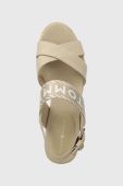 Сандалі Tommy Hilfiger SEASONAL WEBBING MID WEDGE жіночі колір бежевий на танкетці FW0FW07091 Сандалі Tommy Hilfiger SEASONAL WEBBING MID WEDGE жіночі колір бежевий на танкетці FW0FW07091