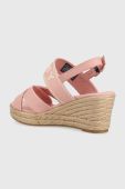 Сандалі Tommy Hilfiger SEASONAL WEBBING MID WEDGE жіночі колір рожевий на танкетці FW0FW07091