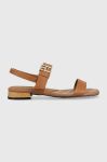 Шкіряні сандалі Tommy Hilfiger HARDWARE FLAT SANDAL жіночі колір коричневий FW0FW07094
