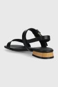 Шкіряні сандалі Tommy Hilfiger HARDWARE FLAT SANDAL жіночі колір чорний FW0FW07094