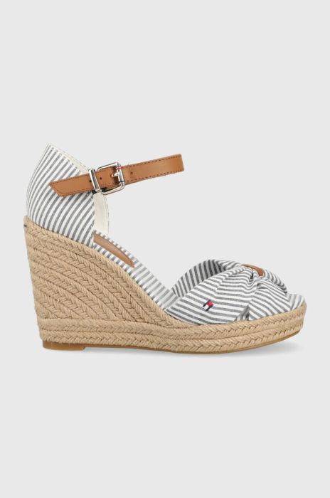 Сандалі Tommy Hilfiger BASIC SEERSUCKER HIGH WEDGE жіночі на танкетці FW0FW07160 колір блакитний Сандалі Tommy Hilfiger BASIC SEERSUCKER HIGH WEDGE жіночі на танкетці FW0FW07160 колір блакитний