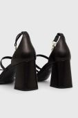 Шкіряні сандалі Twinset жіночі колір чорний каблук блок 231TCT160 Шкіряні сандалі Twinset жіночі колір чорний каблук блок 231TCT160