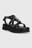 Шкіряні сандалі Guess VADIKA жіночі колір чорний на платформі FL6VAD LEA03