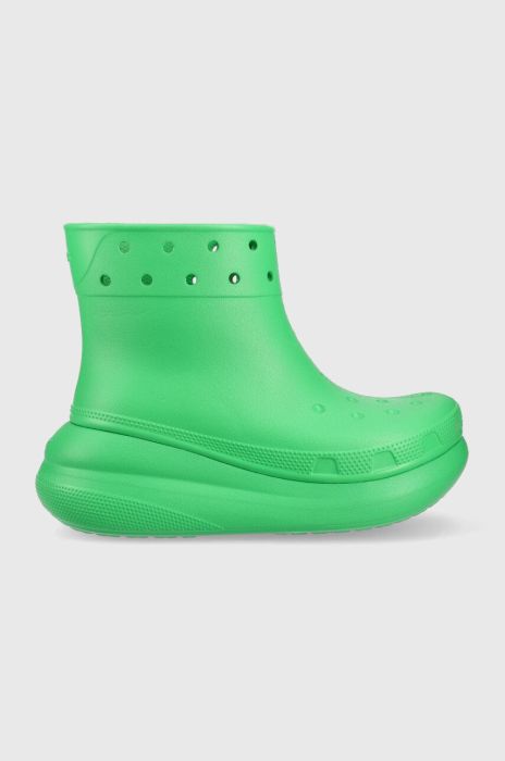 Гумові чоботи Crocs Classic Crush Rain Boot жіночі колір зелений 207946 207946.3E8-3E8 Гумові чоботи Crocs Classic Crush Rain Boot жіночі колір зелений 207946 207946.3E8-3E8