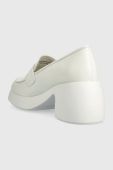 Шкіряні туфлі Camper Thelma колір білий каблук блок