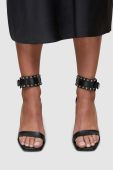 Шкіряні сандалі AllSaints ALMA жіночі колір чорний на шпильці WF027Z