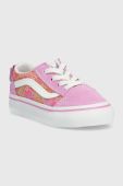 Дитячі кеди Vans TD Old Skool Elastic Lace ROSE DKBLU колір фіолетовий Дитячі кеди Vans TD Old Skool Elastic Lace ROSE DKBLU колір фіолетовий