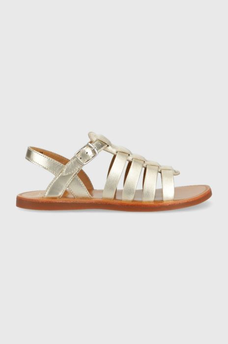 Дитячі шкіряні сандалі Pom D'api колір золотий (3000569) Дитячі шкіряні сандалі Pom D'api колір золотий (3000569)