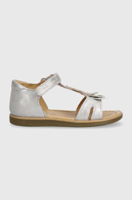 Дитячі замшеві сандалі Shoo Pom колір срібний (3279408) Дитячі замшеві сандалі Shoo Pom колір срібний (3279408)