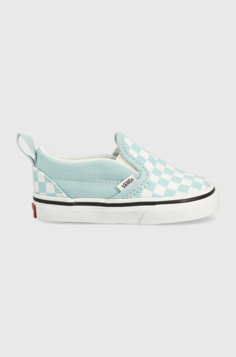 Дитячі кеди Vans TD Slip On V CTHR CHBD MBLUE колір бірюзовий Дитячі кеди Vans TD Slip On V CTHR CHBD MBLUE колір бірюзовий