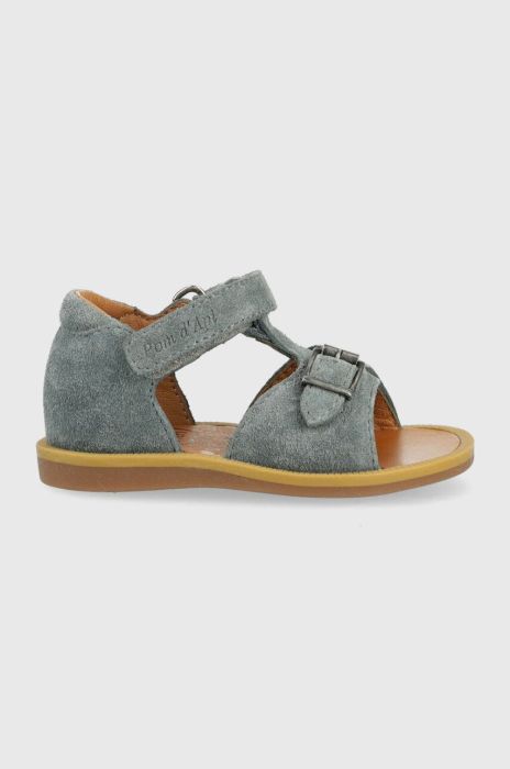Дитячі замшеві сандалі Pom D'api колір блакитний (3007707) Дитячі замшеві сандалі Pom D'api колір блакитний (3007707)