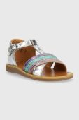 Дитячі шкіряні сандалі Pom D'api колір срібний (3207563)