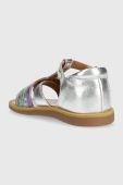 Дитячі шкіряні сандалі Pom D'api колір срібний (3207563)
