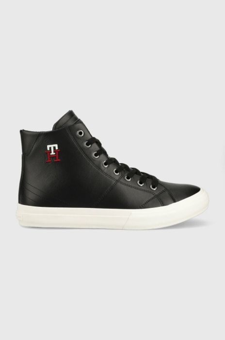 Шкіряні кросівки Tommy Hilfiger TH HI VULC STREET LEATHER колір чорний FM0FM04739