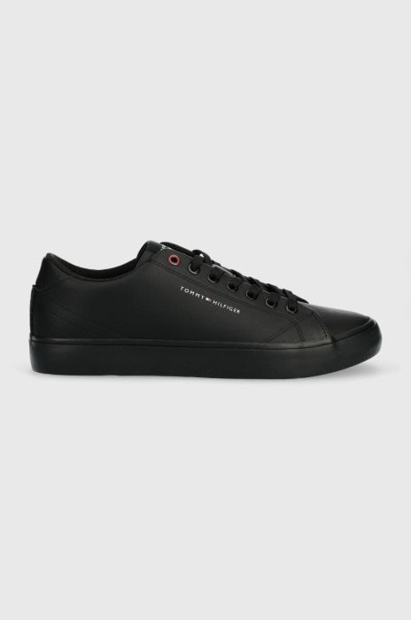 Шкіряні кеди Tommy Hilfiger TH HI VULC CORE LOW LEATHER колір чорний FM0FM04731 Шкіряні кеди Tommy Hilfiger TH HI VULC CORE LOW LEATHER колір чорний FM0FM04731