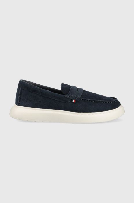 Замшеві мокасини Tommy Hilfiger TOMMY HILFIGER HYBRID LOAFER чоловічі колір синій FM0FM04440 Замшеві мокасини Tommy Hilfiger TOMMY HILFIGER HYBRID LOAFER чоловічі колір синій FM0FM04440