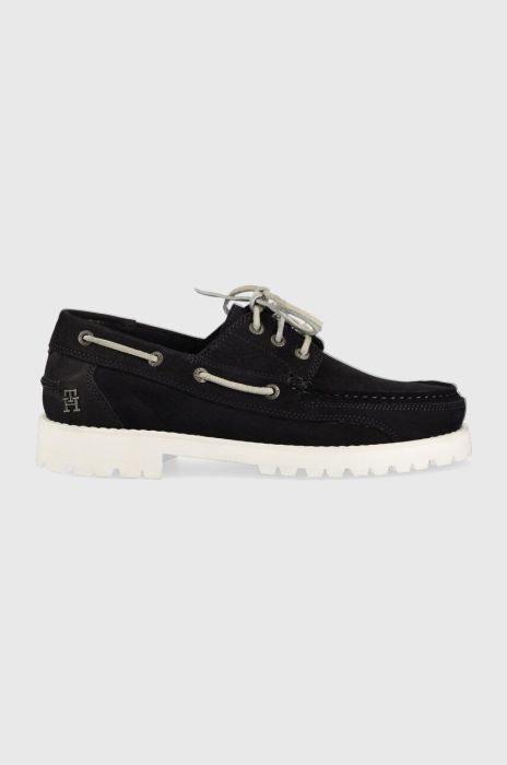 Замшеві мокасини Tommy Hilfiger TH BOAT SHOE CLASSIC NUBUCK чоловічі колір синій FM0FM04447 Замшеві мокасини Tommy Hilfiger TH BOAT SHOE CLASSIC NUBUCK чоловічі колір синій FM0FM04447