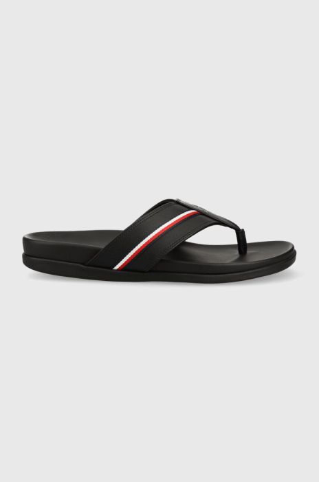 В'єтнамки Tommy Hilfiger HILFIGER LEATHER TOE POST SANDAL чоловічі колір чорний FM0FM04460 В'єтнамки Tommy Hilfiger HILFIGER LEATHER TOE POST SANDAL чоловічі колір чорний FM0FM04460
