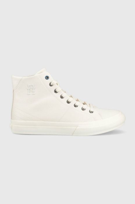 Кеди Tommy Hilfiger TH HI VULC STREET VEG DYES чоловічі колір білий FM0FM04544 Кеди Tommy Hilfiger TH HI VULC STREET VEG DYES чоловічі колір білий FM0FM04544