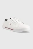 Шкіряні кеди Tommy Hilfiger CORE CORPORATE VULC LEATHER чоловічі колір білий FM0FM04561 Шкіряні кеди Tommy Hilfiger CORE CORPORATE VULC LEATHER чоловічі колір білий FM0FM04561