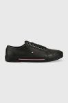 Шкіряні кеди Tommy Hilfiger CORE CORPORATE VULC LEATHER чоловічі колір чорний FM0FM04561 Шкіряні кеди Tommy Hilfiger CORE CORPORATE VULC LEATHER чоловічі колір чорний FM0FM04561